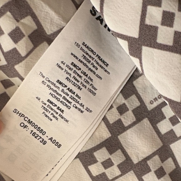 Sandro Black and White Geometric Button Down Shirt - Picture 3 of 4